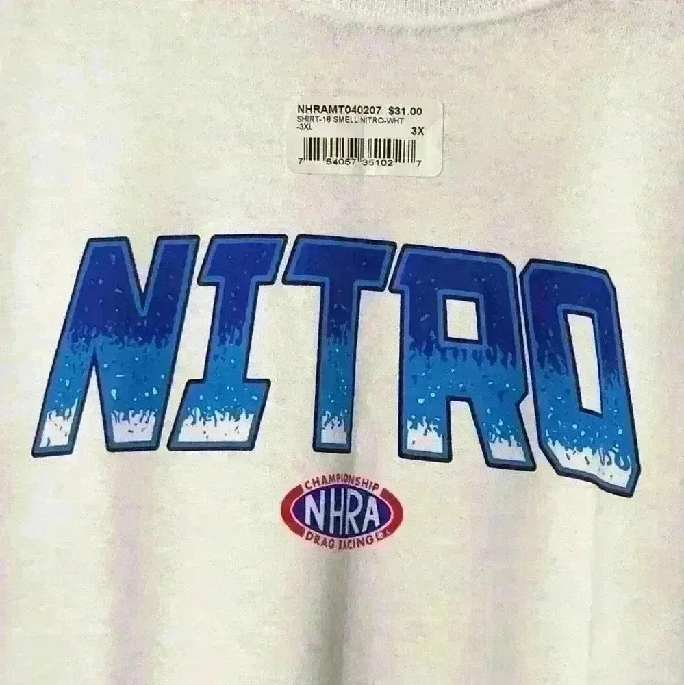 NHRA men's NITRO  white T-shirt size 3X NWT